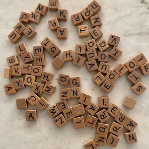 Lot of MINI WOODEN SCRABBLE TILES